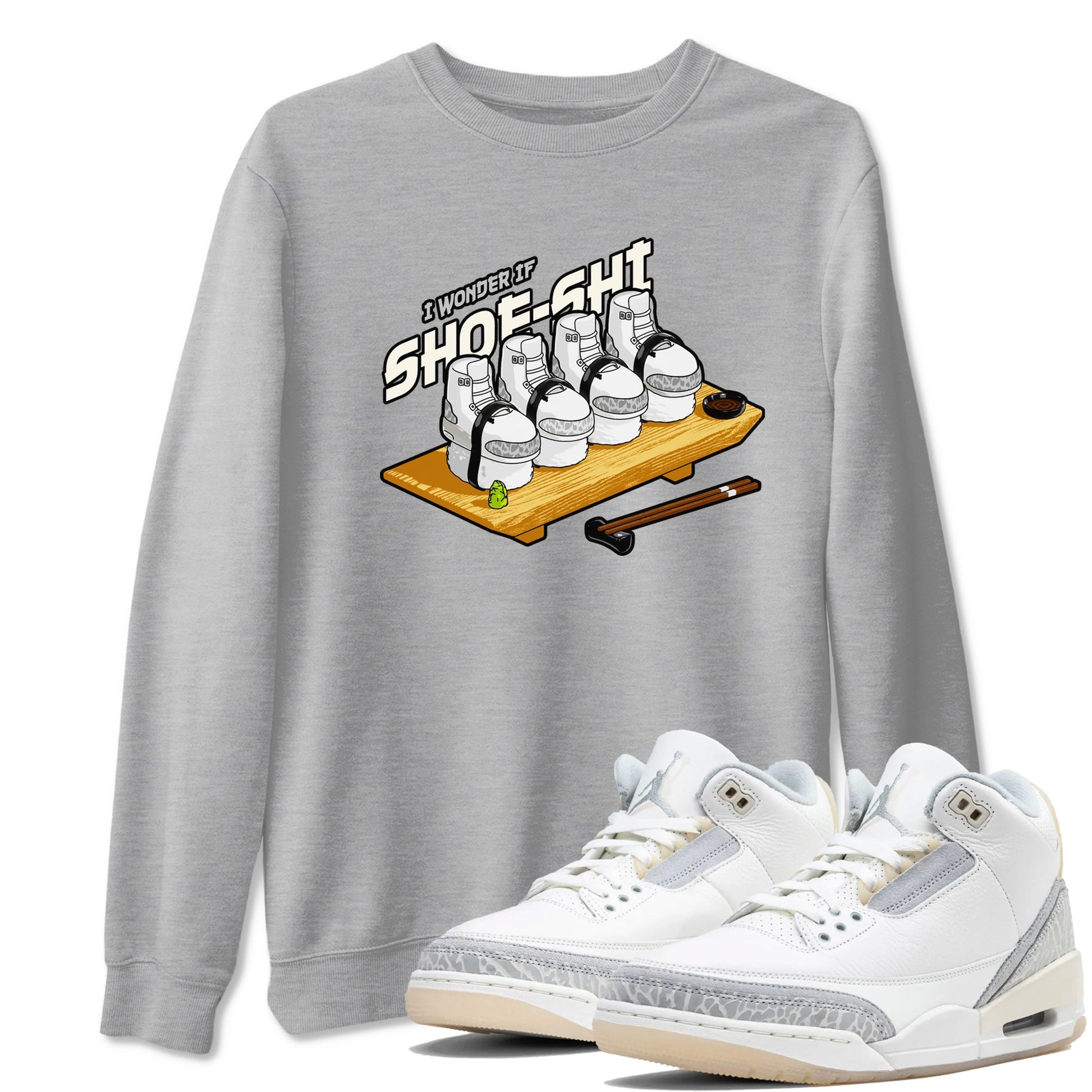 3s Ivory shirt to match jordans Shoe-Shi sneaker tees Air Jordan 3 Ivory SNRT Sneaker Release Tees unisex cotton Heather Grey 1 crew neck shirt