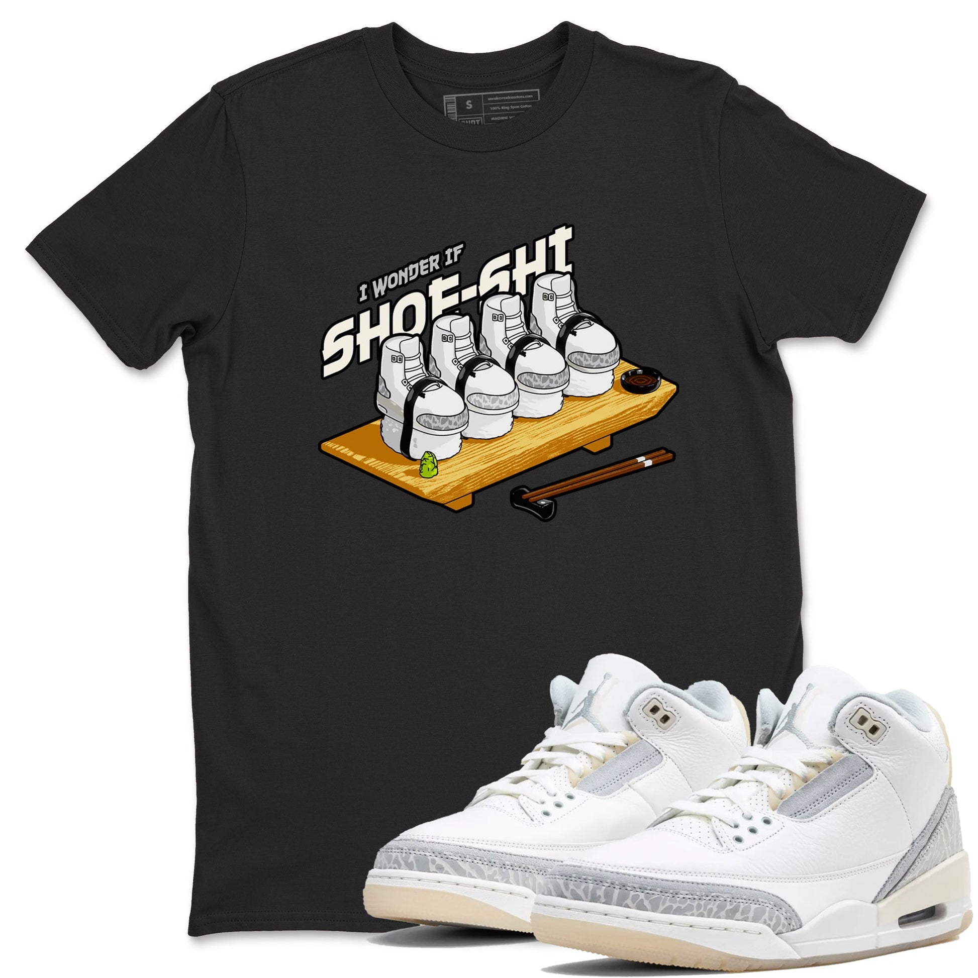 3s Ivory shirt to match jordans Shoe-Shi sneaker tees Air Jordan 3 Ivory SNRT Sneaker Release Tees unisex cotton Black 1 crew neck shirt