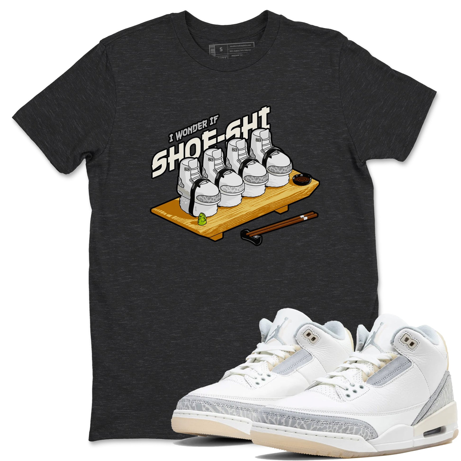 3s Ivory shirt to match jordans Shoe-Shi sneaker tees Air Jordan 3 Ivory SNRT Sneaker Release Tees unisex cotton Charcoal Heather 1 crew neck shirt