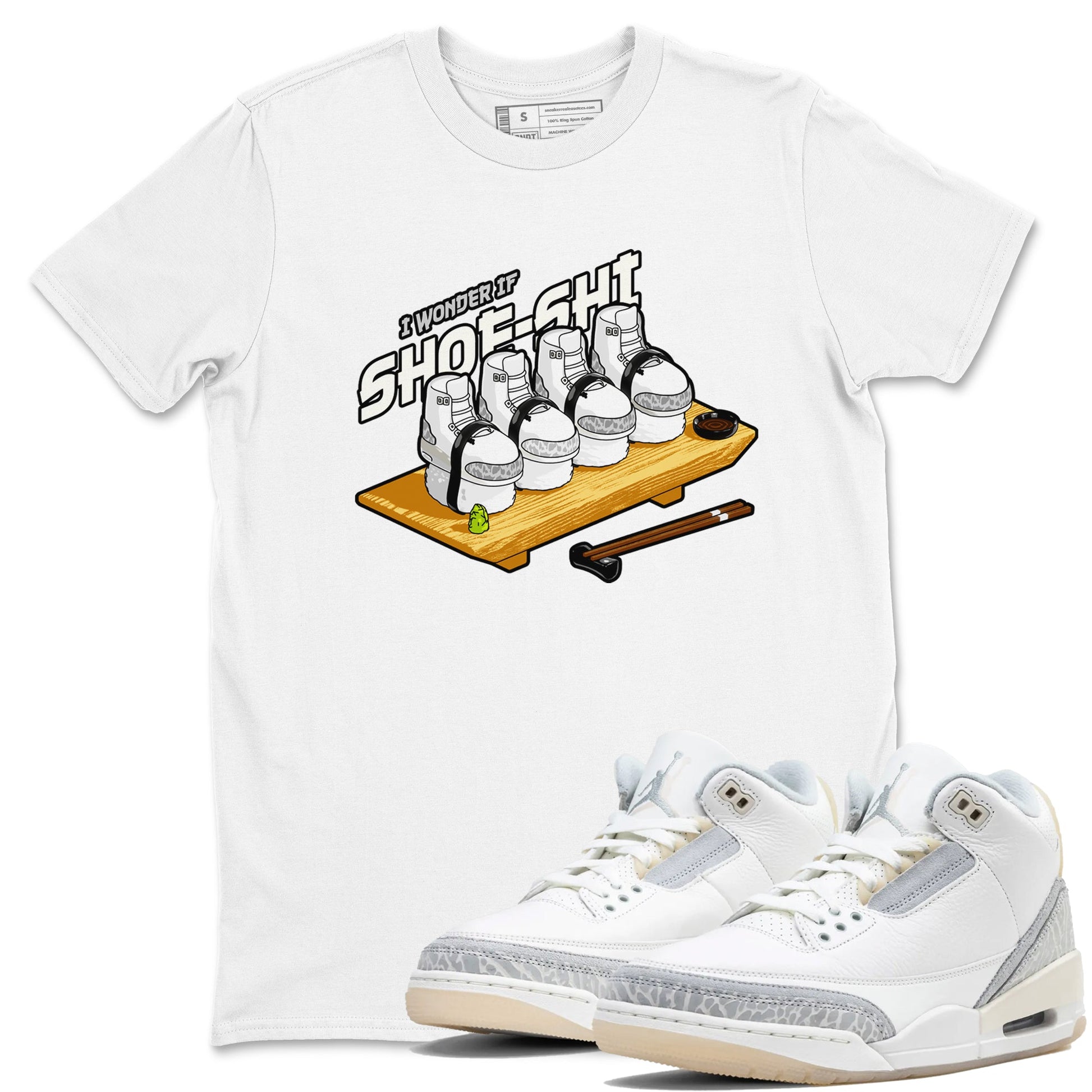 3s Ivory shirt to match jordans Shoe-Shi sneaker tees Air Jordan 3 Ivory SNRT Sneaker Release Tees unisex cotton White 1 crew neck shirt