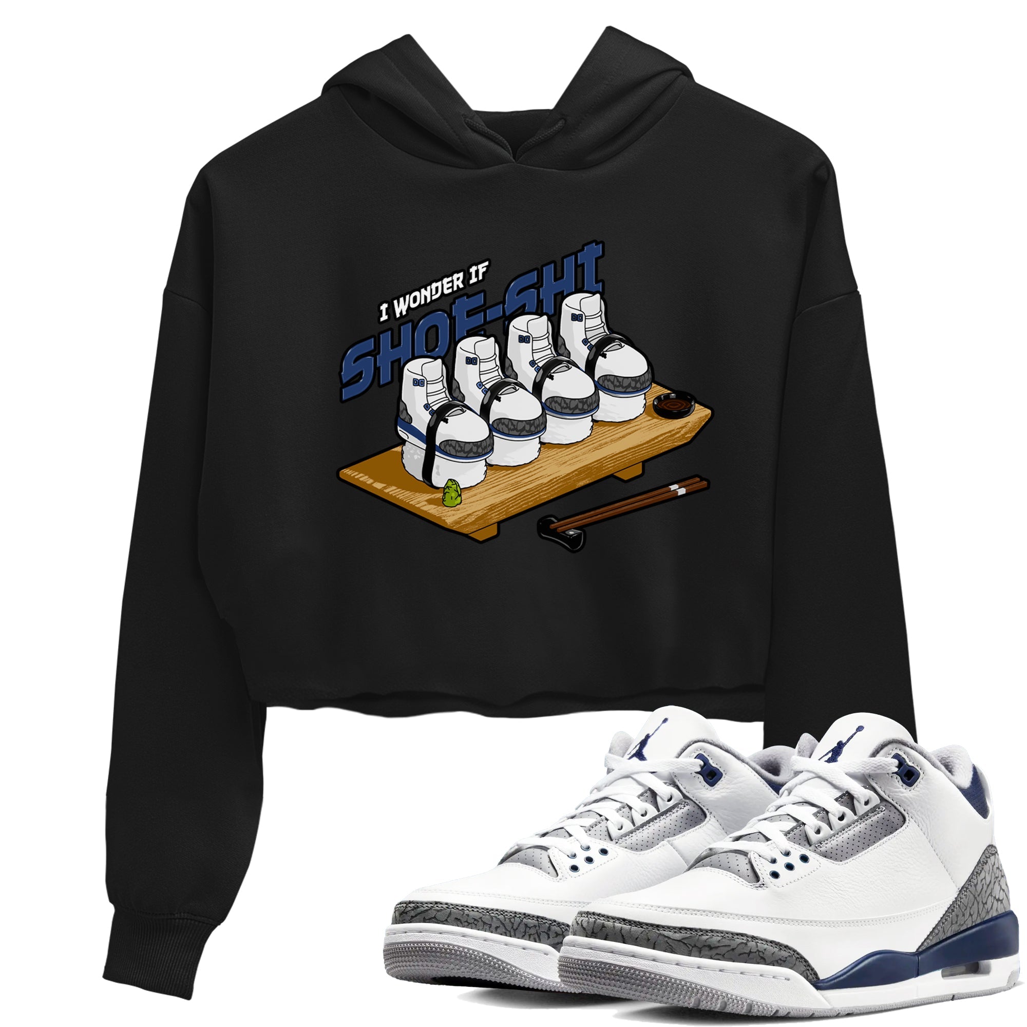3s Midnight Navy shirt to match jordans Shoe-Shi sneaker tees Air Jordan 3 Midnight Navy SNRT Sneaker Release Tees Black 1 crop length shirt