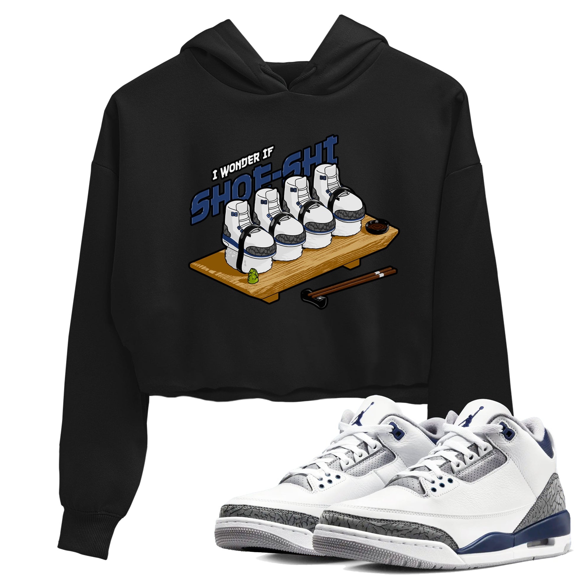 3s Midnight Navy shirt to match jordans Shoe-Shi sneaker tees Air Jordan 3 Midnight Navy SNRT Sneaker Release Tees Black 1 crop length shirt