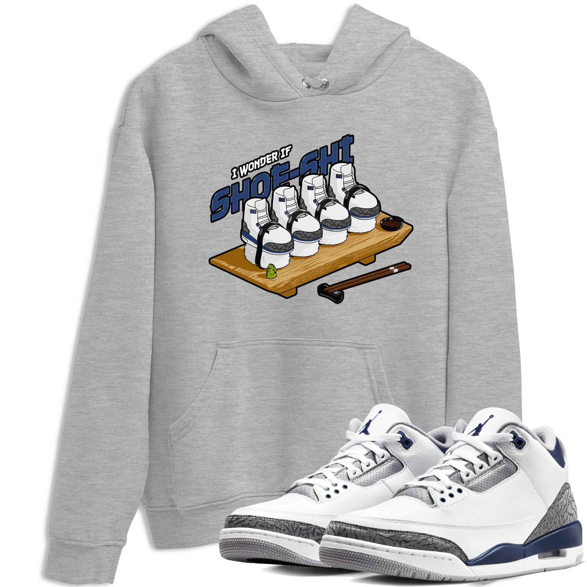 3s Midnight Navy shirt to match jordans Shoe-Shi sneaker tees Air Jordan 3 Midnight Navy SNRT Sneaker Release Tees unisex cotton Heather Grey 1 crew neck shirt