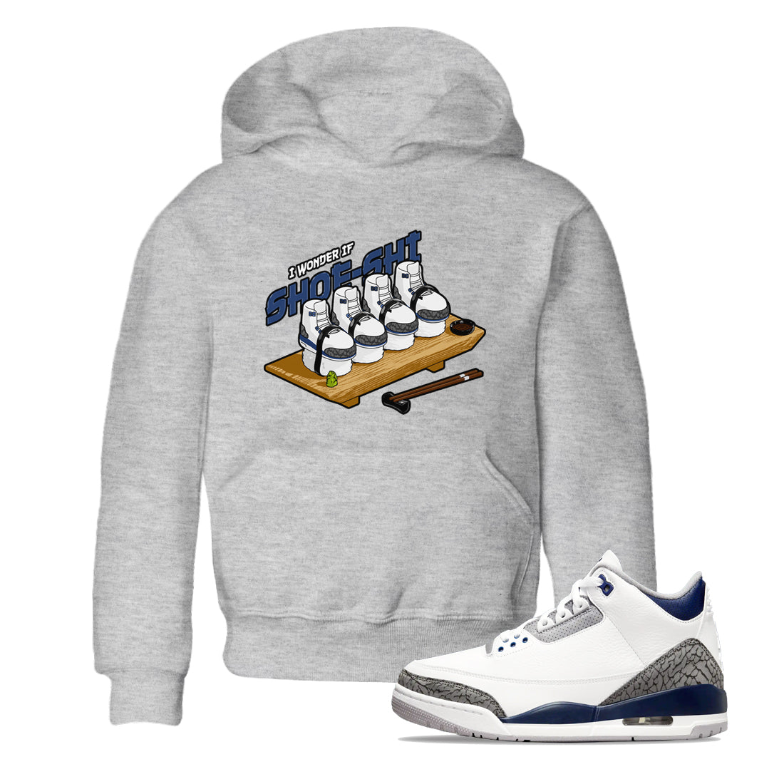 3s Midnight Navy shirt to match jordans Shoe-Shi sneaker tees Air Jordan 3 Midnight Navy SNRT sneaker release tees baby toddler Heather Grey 1 cotton Shirt