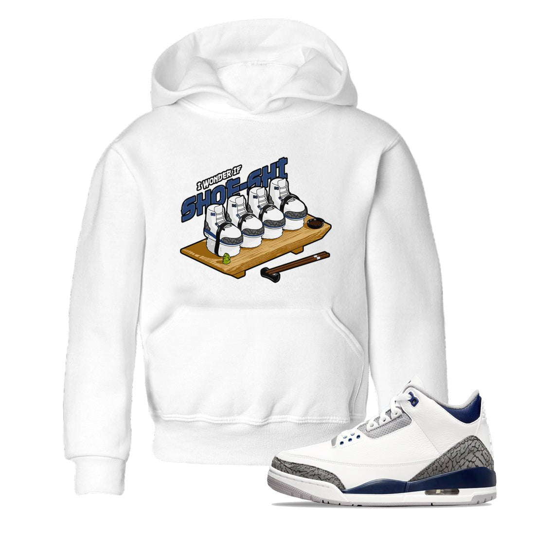 3s Midnight Navy shirt to match jordans Shoe-Shi sneaker tees Air Jordan 3 Midnight Navy SNRT sneaker release tees baby toddler White 1 cotton Shirt