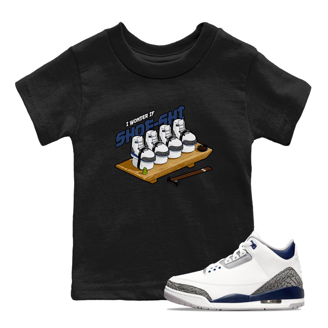 3s Midnight Navy shirt to match jordans Shoe-Shi sneaker tees Air Jordan 3 Midnight Navy SNRT sneaker release tees baby toddler Black 1 cotton Shirt