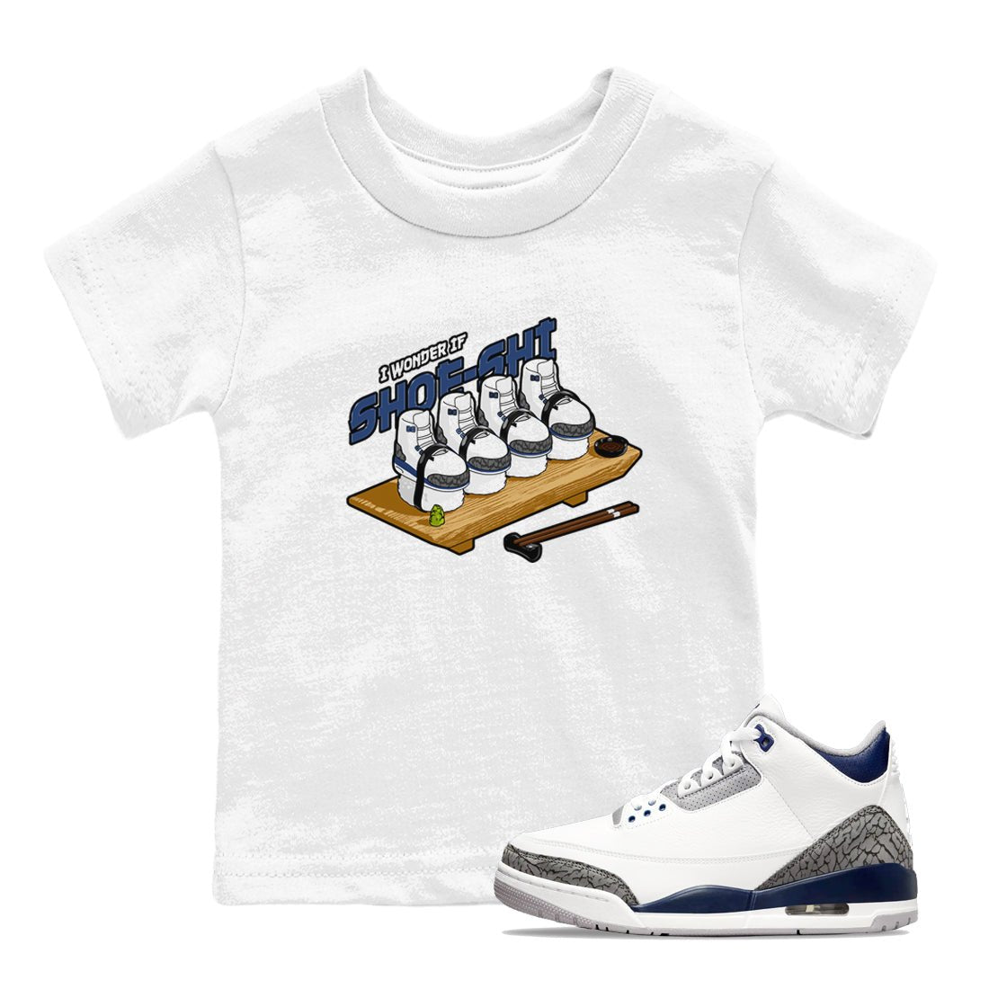 3s Midnight Navy shirt to match jordans Shoe-Shi sneaker tees Air Jordan 3 Midnight Navy SNRT sneaker release tees baby toddler White 1 cotton Shirt