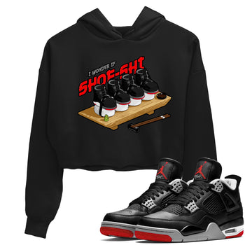 4s Bred Reimagined shirt to match jordans Shoe-Shi sneaker tees Air Jordan 4 Bred Reimagined SNRT Sneaker Release Tees Black 1 Crop T-Shirt