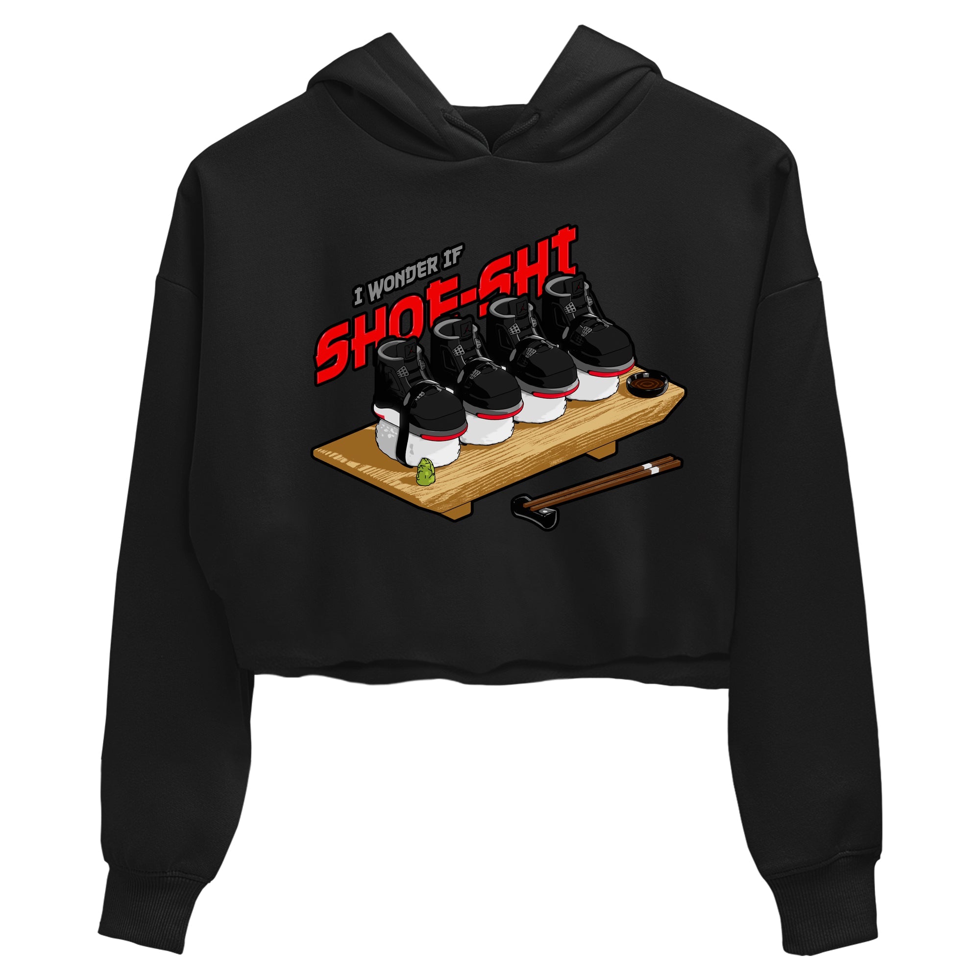 4s Bred Reimagined shirt to match jordans Shoe-Shi sneaker tees Air Jordan 4 Bred Reimagined SNRT Sneaker Release Tees Black 2 Crop T-Shirt