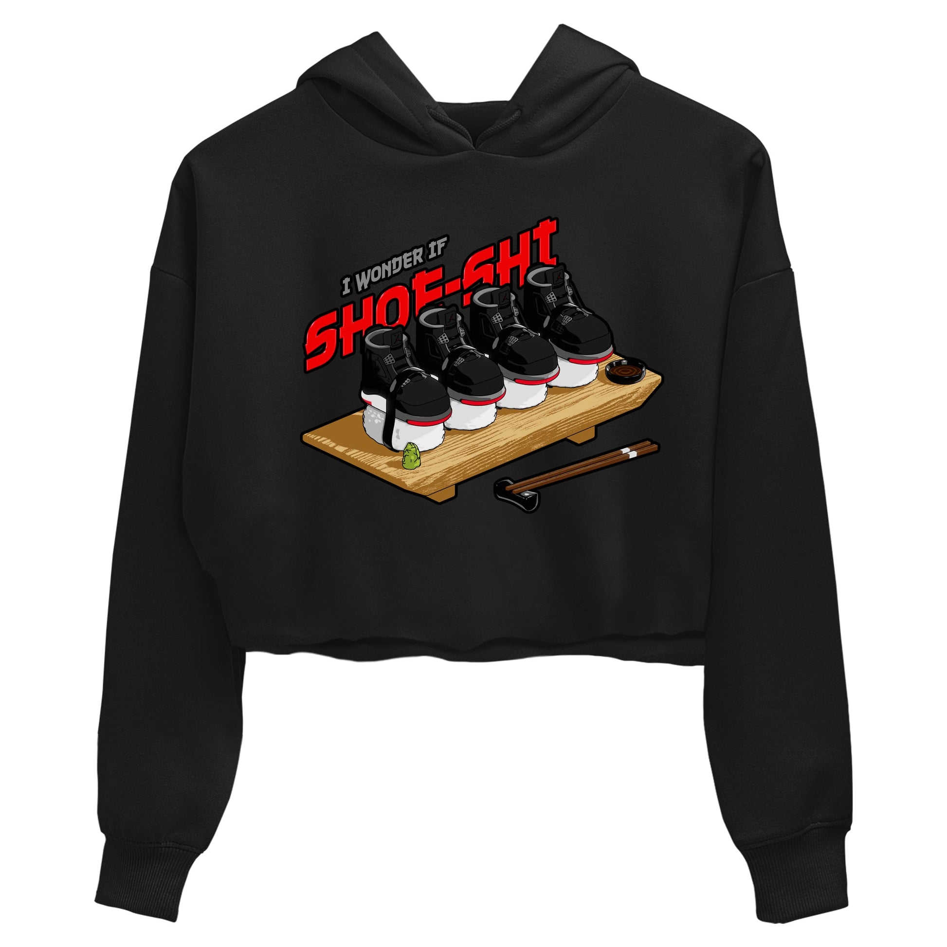 4s Bred Reimagined shirt to match jordans Shoe-Shi sneaker tees Air Jordan 4 Bred Reimagined SNRT Sneaker Release Tees Black 2 Crop T-Shirt