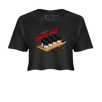 4s Bred Reimagined shirt to match jordans Shoe-Shi sneaker tees Air Jordan 4 Bred Reimagined SNRT Sneaker Release Tees Black 2 Crop T-Shirt