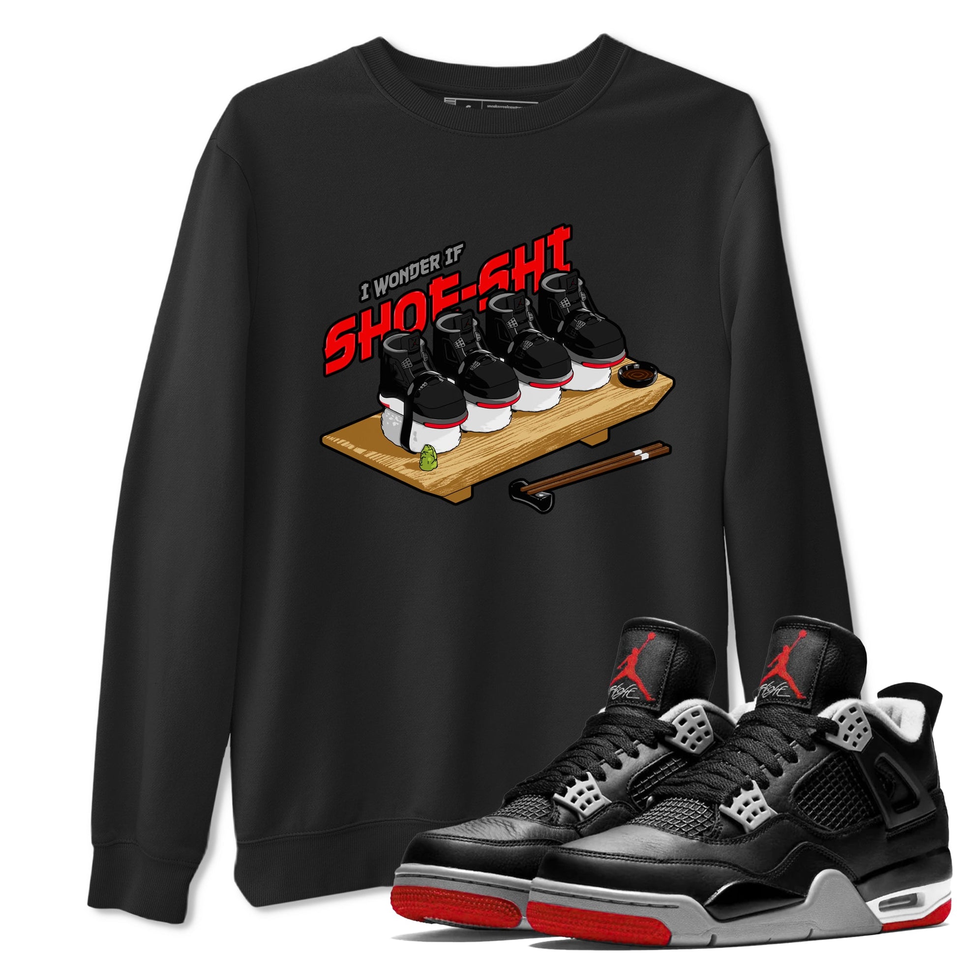 4s Bred Reimagined shirt to match jordans Shoe-Shi sneaker tees Air Jordan 4 Bred Reimagined SNRT Sneaker Release Tees Unisex Black 1 T-Shirt