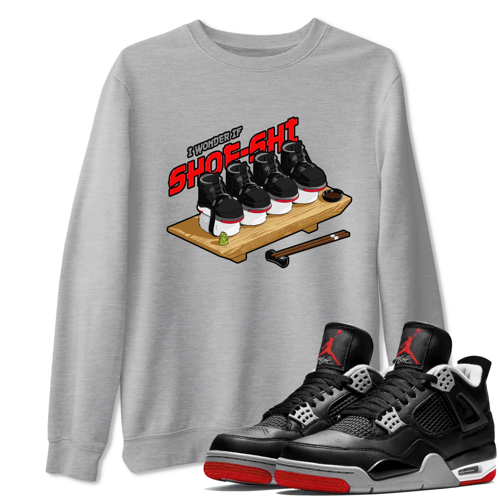 4s Bred Reimagined shirt to match jordans Shoe-Shi sneaker tees Air Jordan 4 Bred Reimagined SNRT Sneaker Release Tees Unisex Heather Grey 1 T-Shirt