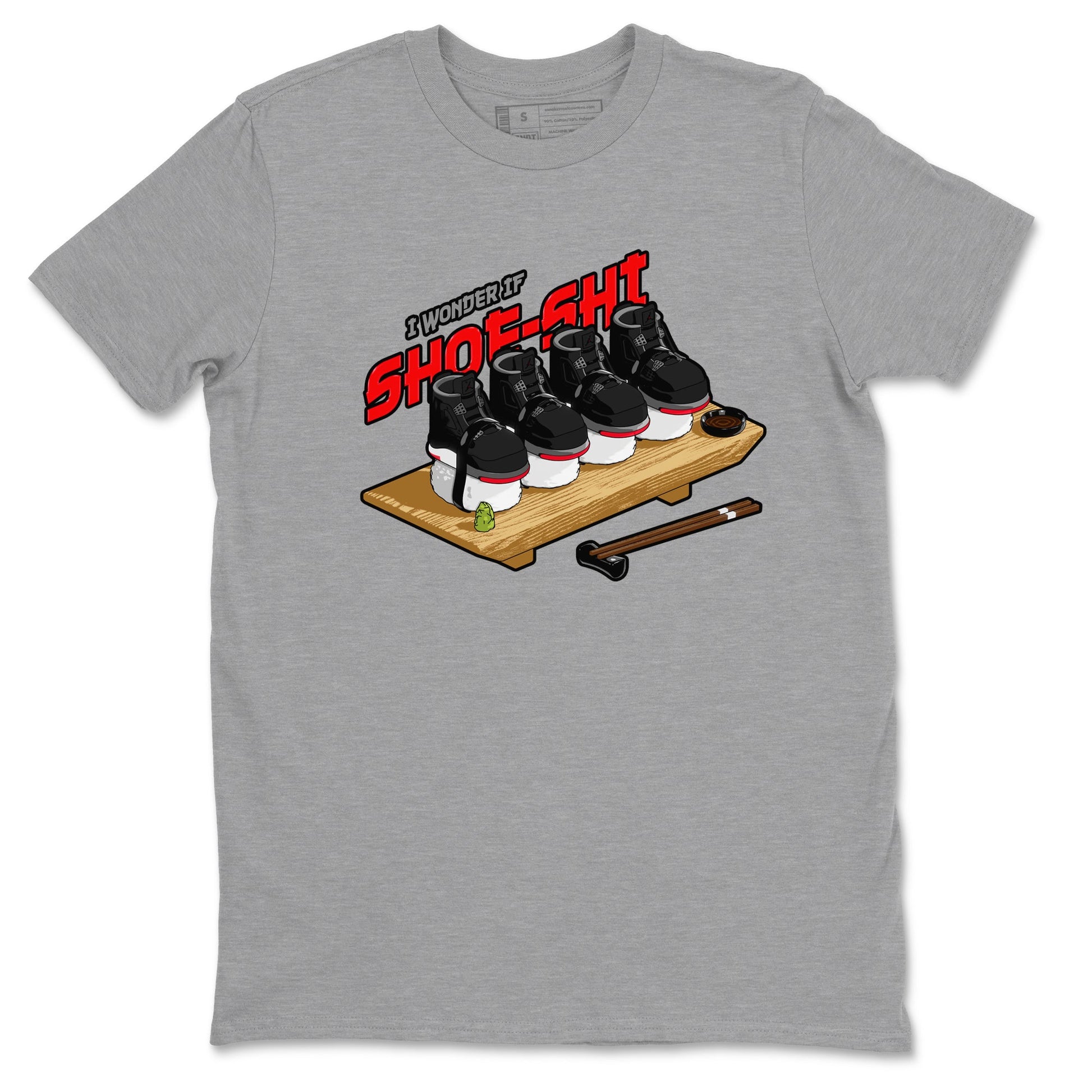 4s Bred Reimagined shirt to match jordans Shoe-Shi sneaker tees Air Jordan 4 Bred Reimagined SNRT Sneaker Release Tees Unisex Heather Grey 2 T-Shirt