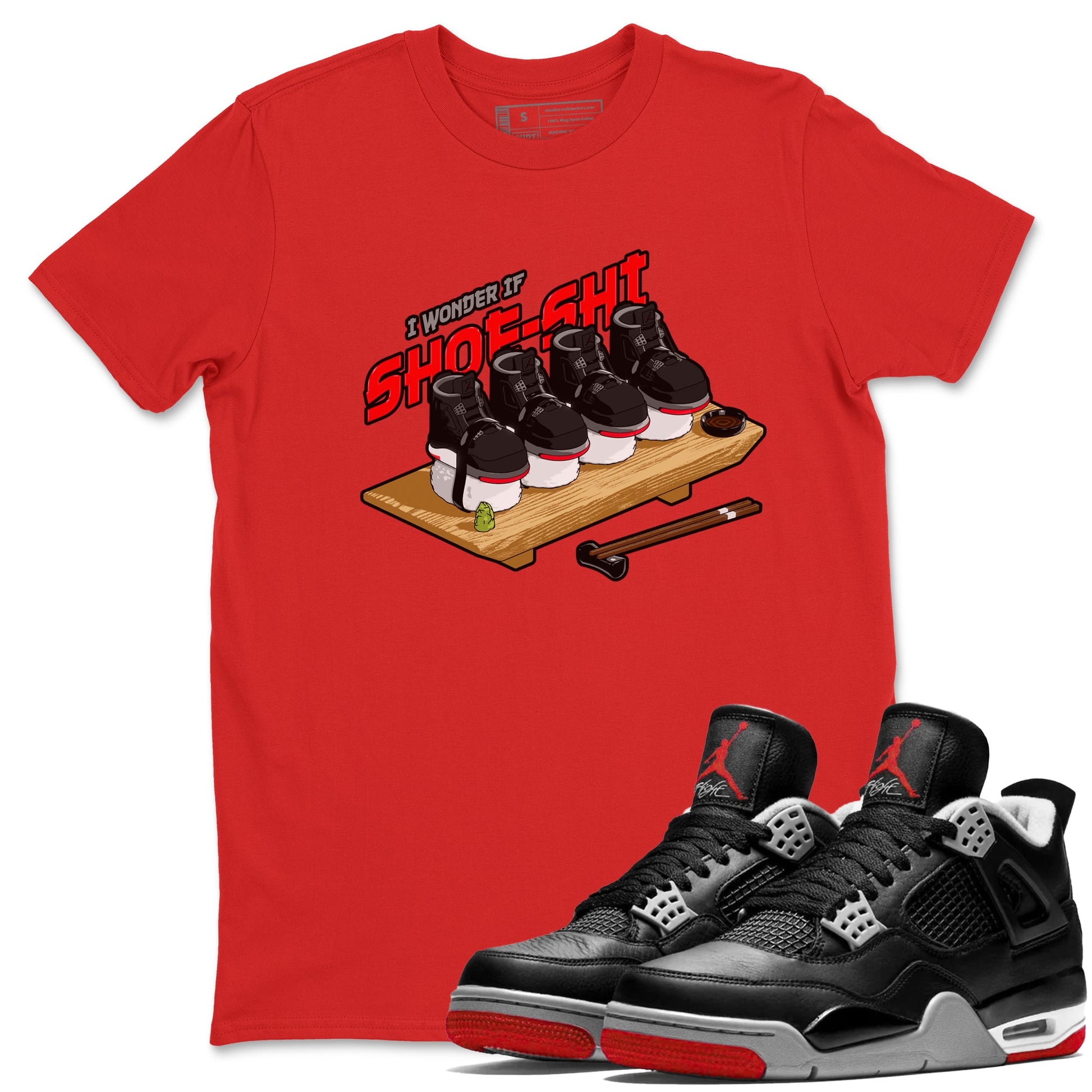 4s Bred Reimagined shirt to match jordans Shoe-Shi sneaker tees Air Jordan 4 Bred Reimagined SNRT Sneaker Release Tees Unisex Red 1 T-Shirt