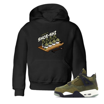 Air Jordan 4 Medium Olive shirt to match jordans Shoe-Shi sneaker tees AJ4 Medium Olive SNRT Sneaker Release Tees Baby Toddler Black 1 T-Shirt