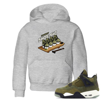 Air Jordan 4 Medium Olive shirt to match jordans Shoe-Shi sneaker tees AJ4 Medium Olive SNRT Sneaker Release Tees Baby Toddler Heather Grey 1 T-Shirt