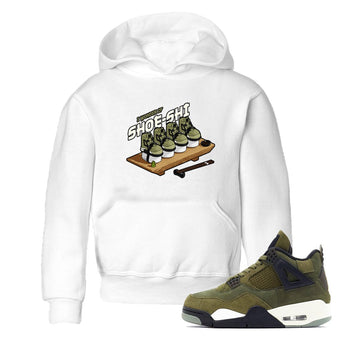 Air Jordan 4 Medium Olive shirt to match jordans Shoe-Shi sneaker tees AJ4 Medium Olive SNRT Sneaker Release Tees Baby Toddler White 1 T-Shirt