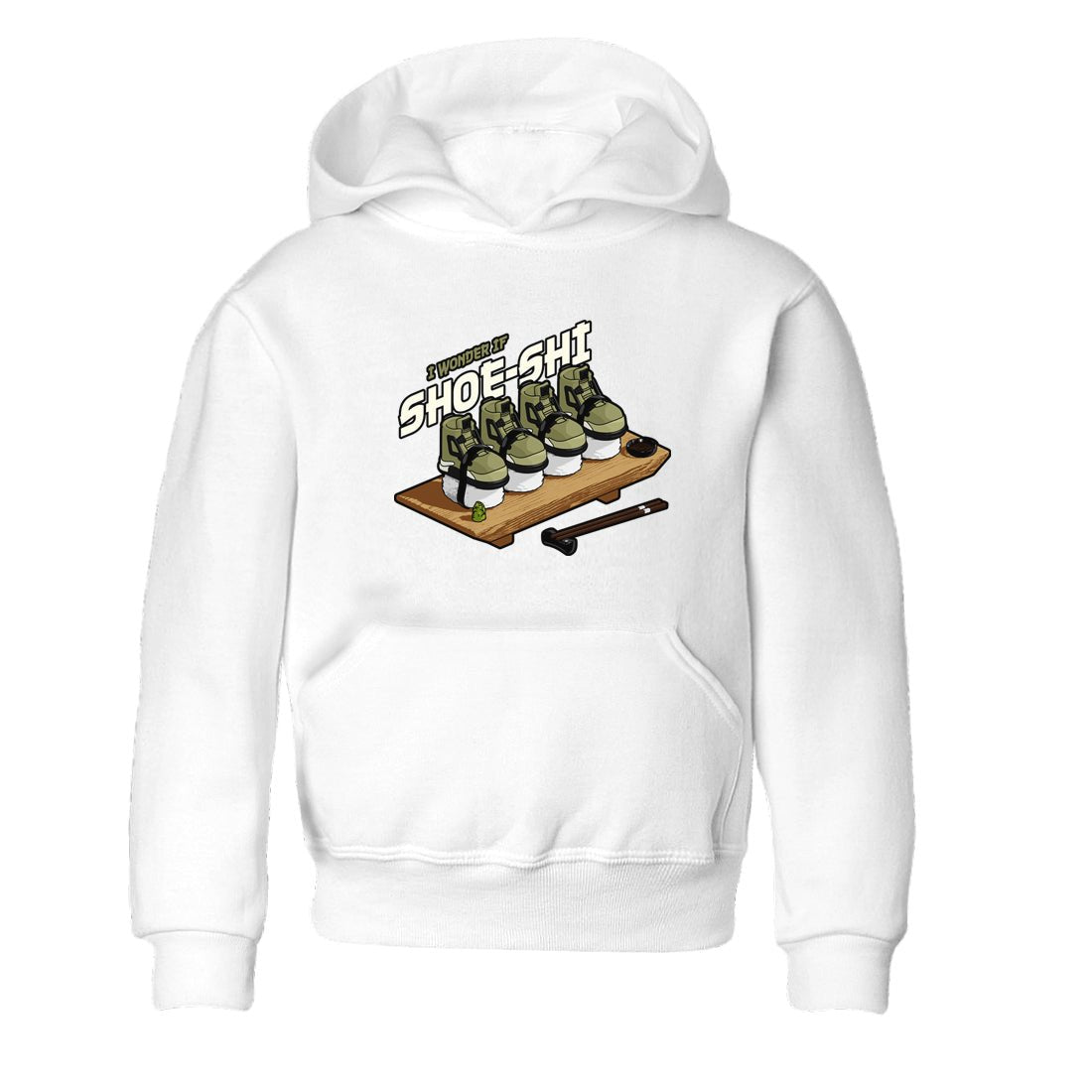 Air Jordan 4 Medium Olive shirt to match jordans Shoe-Shi sneaker tees AJ4 Medium Olive SNRT Sneaker Release Tees Baby Toddler White 2 T-Shirt