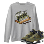 Air Jordan 4 Medium Olive shirt to match jordans Shoe-Shi sneaker tees AJ4 Medium Olive SNRT Sneaker Release Tees Unisex Heather Grey 1 T-Shirt