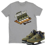 Air Jordan 4 Medium Olive shirt to match jordans Shoe-Shi sneaker tees AJ4 Medium Olive SNRT Sneaker Release Tees Unisex Heather Grey 1 T-Shirt