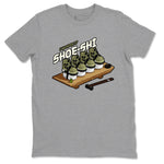 Air Jordan 4 Medium Olive shirt to match jordans Shoe-Shi sneaker tees AJ4 Medium Olive SNRT Sneaker Release Tees Unisex Heather Grey 2 T-Shirt