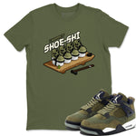 Air Jordan 4 Medium Olive shirt to match jordans Shoe-Shi sneaker tees AJ4 Medium Olive SNRT Sneaker Release Tees Unisex Military Green 1 T-Shirt