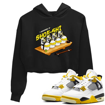 AJ4 Vivid Sulfur shirt to match jordans Shoe-Shi sneaker tees Air Jordan 4 Vivid Sulfur SNRT Sneaker Release Tees Black 1 crop length shirt