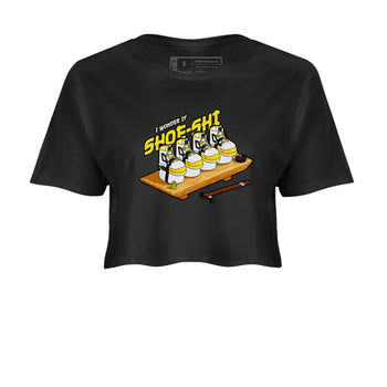 AJ4 Vivid Sulfur shirt to match jordans Shoe-Shi sneaker tees Air Jordan 4 Vivid Sulfur SNRT Sneaker Release Tees Black 2 crop length shirt