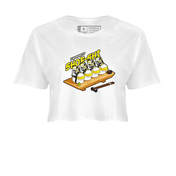 AJ4 Vivid Sulfur shirt to match jordans Shoe-Shi sneaker tees Air Jordan 4 Vivid Sulfur SNRT Sneaker Release Tees White 2 crop length shirt