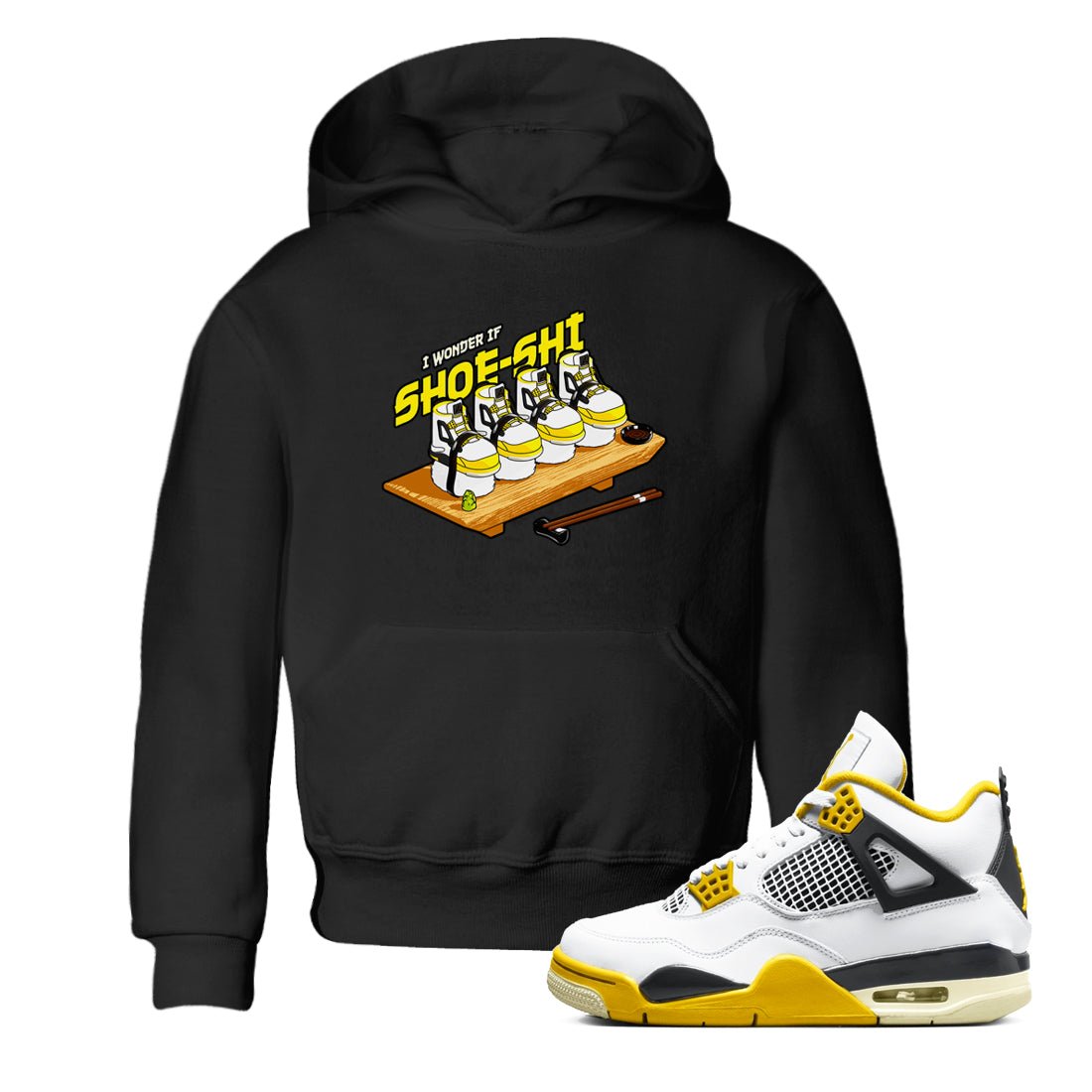 AJ4 Vivid Sulfur shirt to match jordans Shoe-Shi sneaker tees Air Jordan 4 Vivid Sulfur SNRT sneaker release tees baby toddler Black 1 cotton Shirt