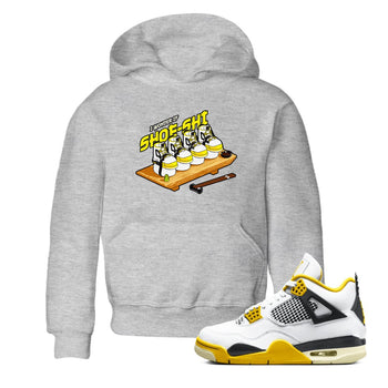 AJ4 Vivid Sulfur shirt to match jordans Shoe-Shi sneaker tees Air Jordan 4 Vivid Sulfur SNRT sneaker release tees baby toddler Heather Grey 1 cotton Shirt