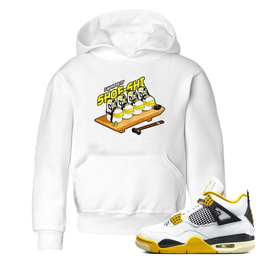 AJ4 Vivid Sulfur shirt to match jordans Shoe-Shi sneaker tees Air Jordan 4 Vivid Sulfur SNRT sneaker release tees baby toddler White 1 cotton Shirt