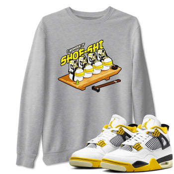 AJ4 Vivid Sulfur shirt to match jordans Shoe-Shi sneaker tees Air Jordan 4 Vivid Sulfur SNRT Sneaker Release Tees unisex cotton Heather Grey 1 crew neck shirt