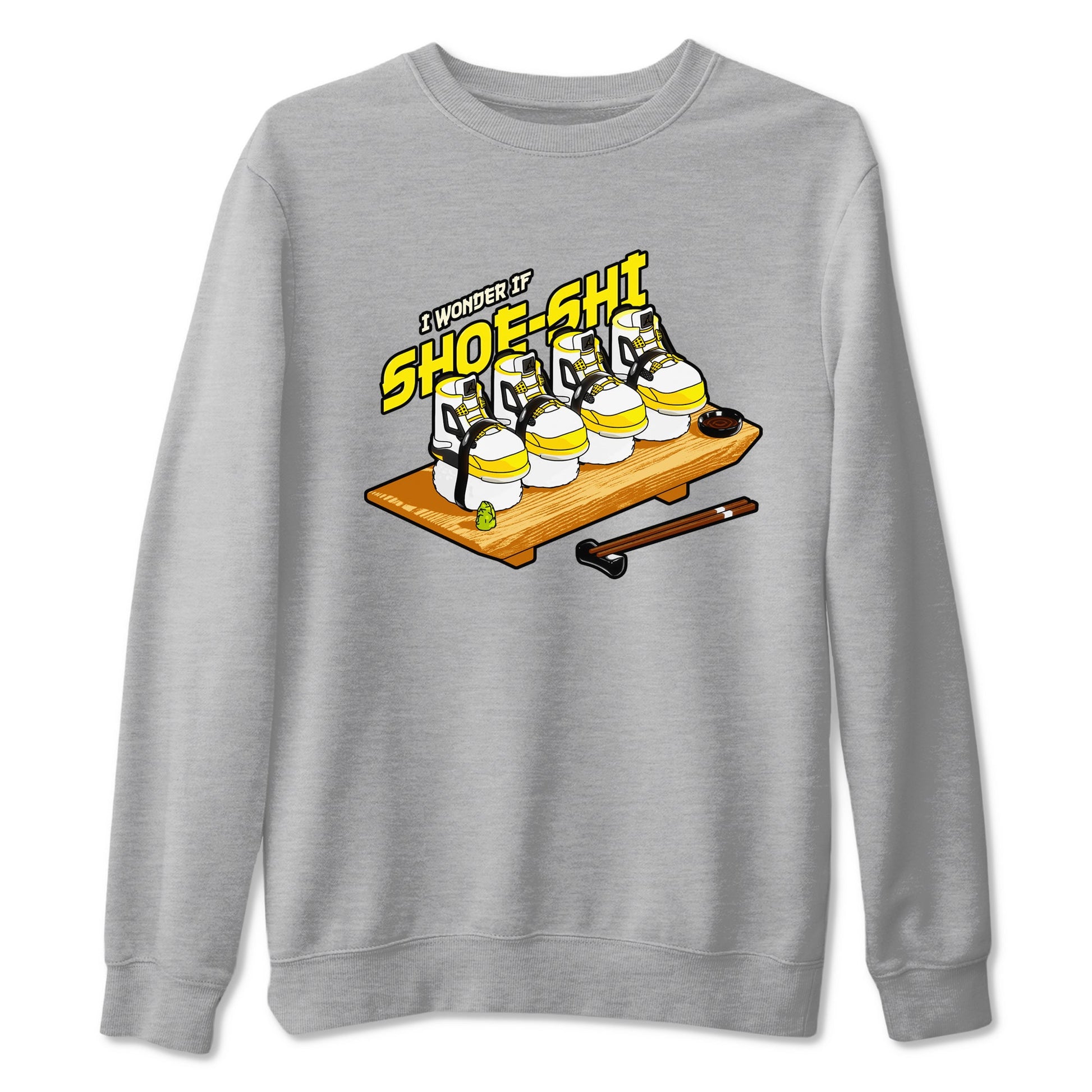 AJ4 Vivid Sulfur shirt to match jordans Shoe-Shi sneaker tees Air Jordan 4 Vivid Sulfur SNRT Sneaker Release Tees unisex cotton Heather Grey 2 crew neck shirt
