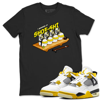 AJ4 Vivid Sulfur shirt to match jordans Shoe-Shi sneaker tees Air Jordan 4 Vivid Sulfur SNRT Sneaker Release Tees unisex cotton Black 1 crew neck shirt