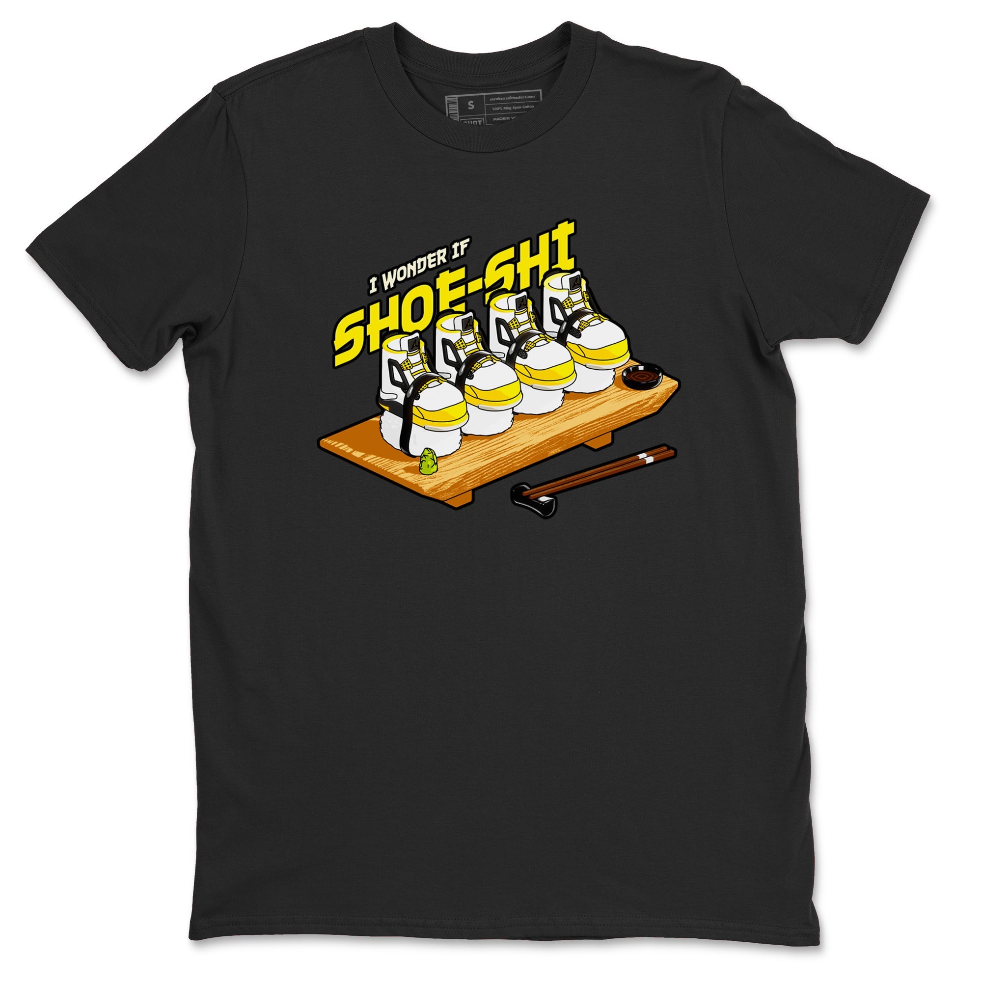 AJ4 Vivid Sulfur shirt to match jordans Shoe-Shi sneaker tees Air Jordan 4 Vivid Sulfur SNRT Sneaker Release Tees unisex cotton Black 2 crew neck shirt