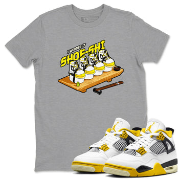 AJ4 Vivid Sulfur shirt to match jordans Shoe-Shi sneaker tees Air Jordan 4 Vivid Sulfur SNRT Sneaker Release Tees unisex cotton Heather Grey 1 crew neck shirt
