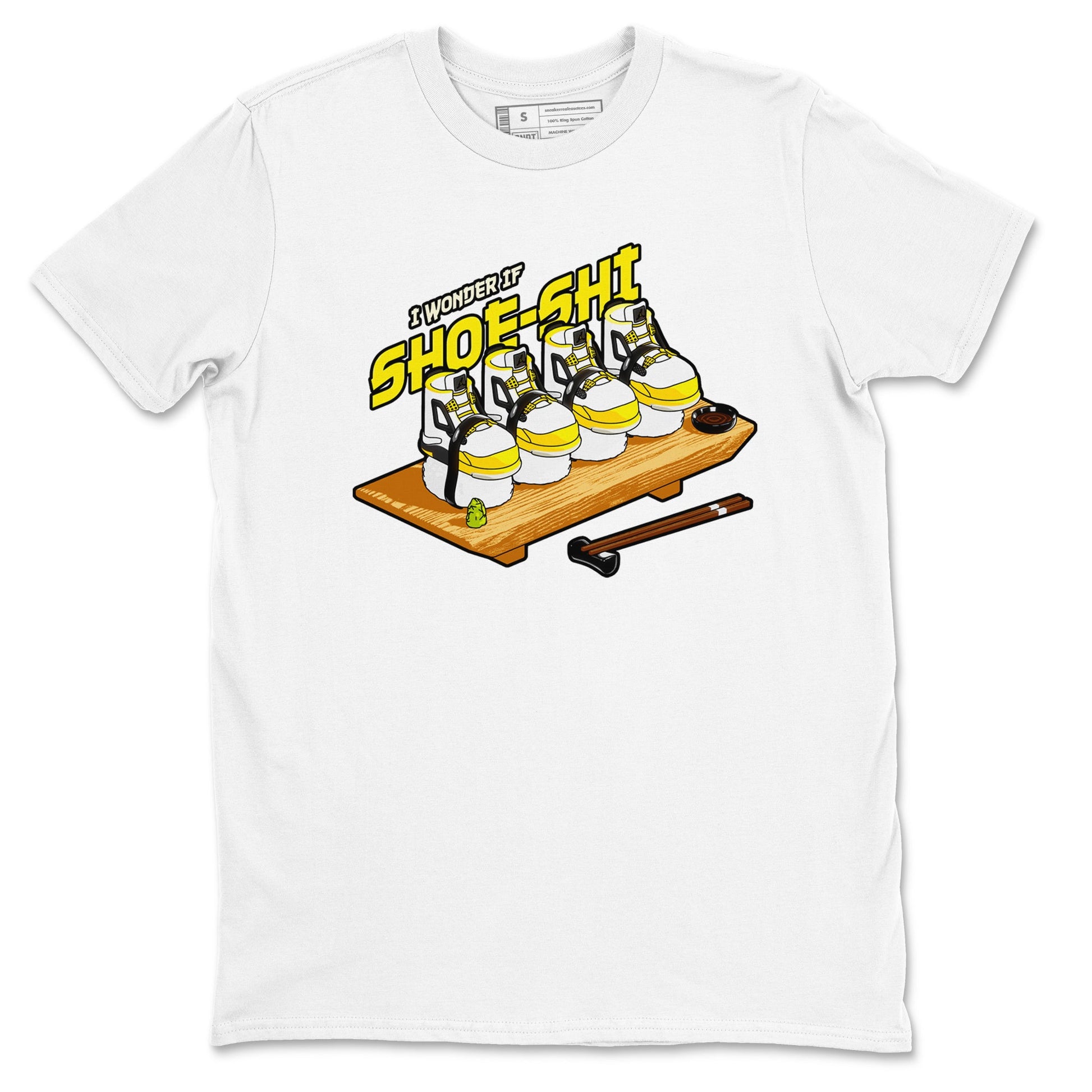 AJ4 Vivid Sulfur shirt to match jordans Shoe-Shi sneaker tees Air Jordan 4 Vivid Sulfur SNRT Sneaker Release Tees unisex cotton White 2 crew neck shirt