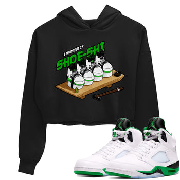5s Lucky Green shirt to match jordans Shoe-Shi sneaker tees Air Jordan 5 Lucky Green SNRT Sneaker Release Tees Black 1 Crop T-Shirt