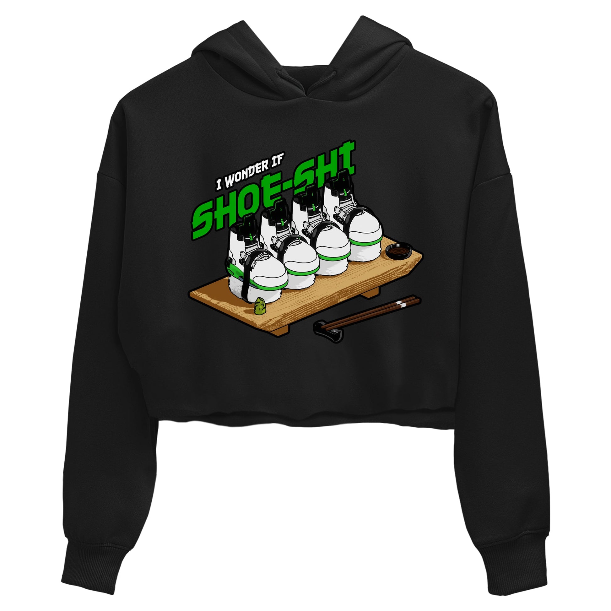 5s Lucky Green shirt to match jordans Shoe-Shi sneaker tees Air Jordan 5 Lucky Green SNRT Sneaker Release Tees Black 2 Crop T-Shirt