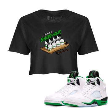 5s Lucky Green shirt to match jordans Shoe-Shi sneaker tees Air Jordan 5 Lucky Green SNRT Sneaker Release Tees Black 1 Crop T-Shirt