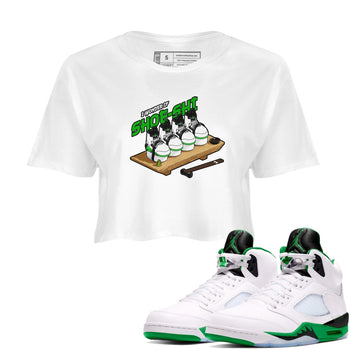 5s Lucky Green shirt to match jordans Shoe-Shi sneaker tees Air Jordan 5 Lucky Green SNRT Sneaker Release Tees White 1 Crop T-Shirt