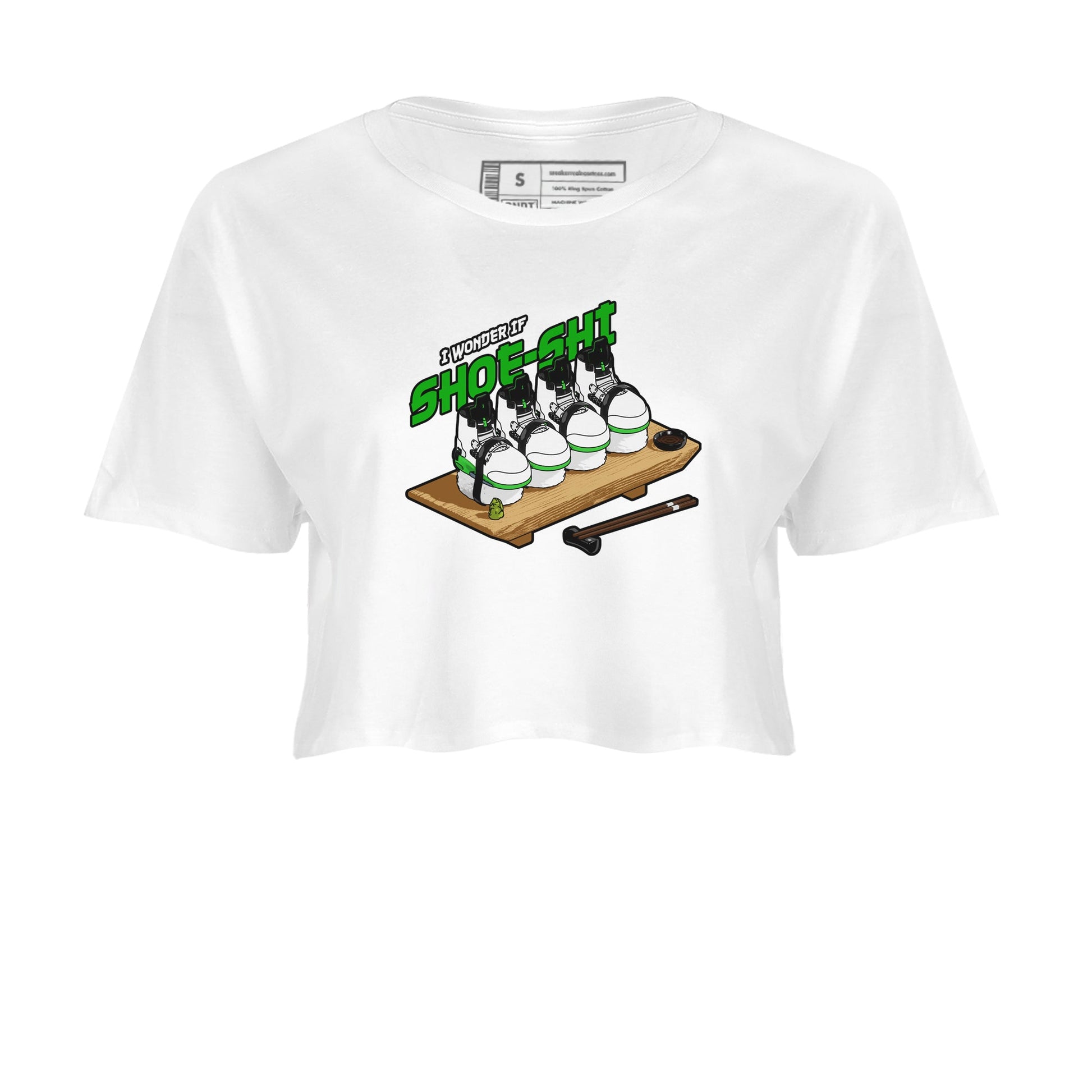 5s Lucky Green shirt to match jordans Shoe-Shi sneaker tees Air Jordan 5 Lucky Green SNRT Sneaker Release Tees White 2 Crop T-Shirt