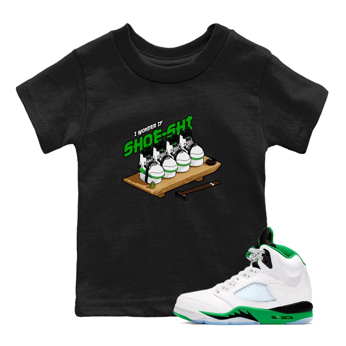 5s Lucky Green shirt to match jordans Shoe-Shi sneaker tees Air Jordan 5 Lucky Green SNRT Sneaker Release Tees Baby Toddler Black 1 T-Shirt