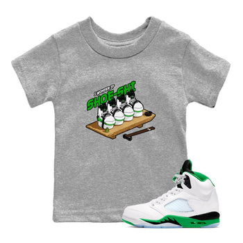 5s Lucky Green shirt to match jordans Shoe-Shi sneaker tees Air Jordan 5 Lucky Green SNRT Sneaker Release Tees Baby Toddler Heather Grey 1 T-Shirt