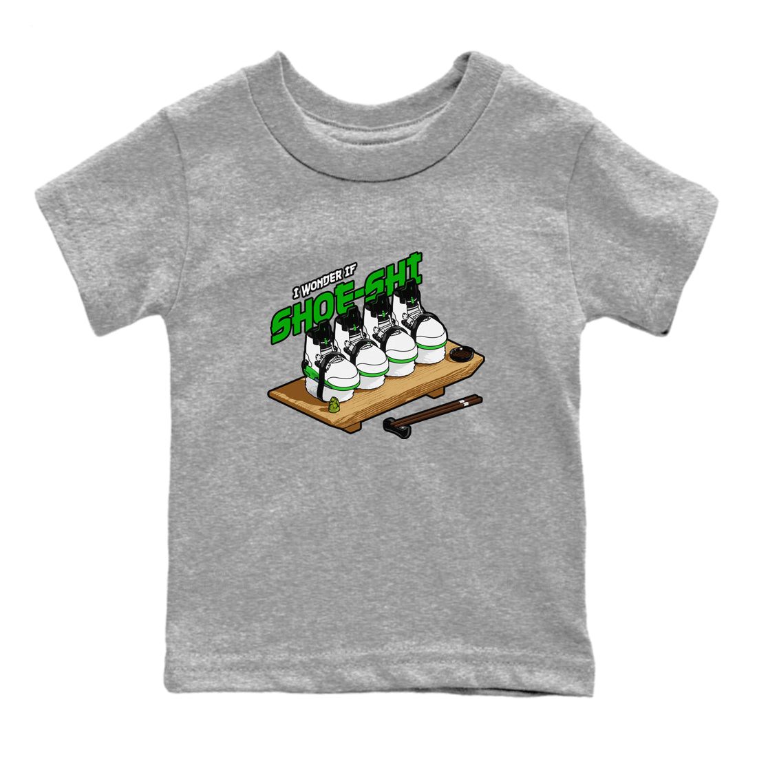 5s Lucky Green shirt to match jordans Shoe-Shi sneaker tees Air Jordan 5 Lucky Green SNRT Sneaker Release Tees Baby Toddler Heather Grey 2 T-Shirt