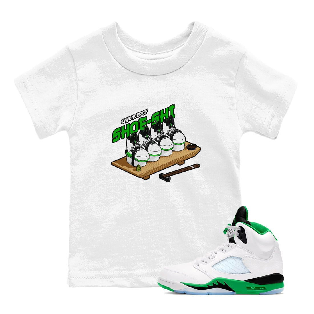 5s Lucky Green shirt to match jordans Shoe-Shi sneaker tees Air Jordan 5 Lucky Green SNRT Sneaker Release Tees Baby Toddler White 1 T-Shirt