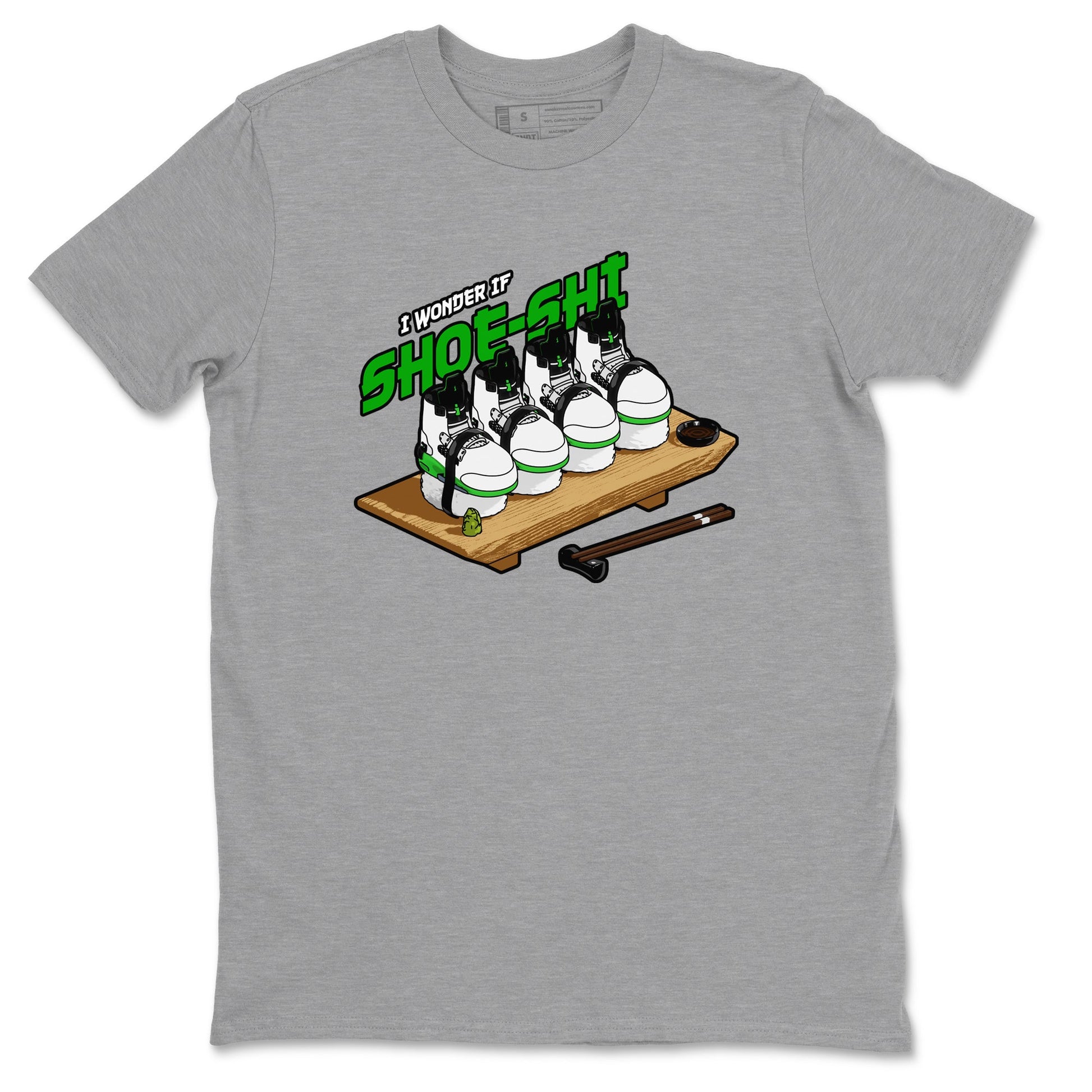 5s Lucky Green shirt to match jordans Shoe-Shi sneaker tees Air Jordan 5 Lucky Green SNRT Sneaker Release Tees Unisex Heather Grey 2 T-Shirt