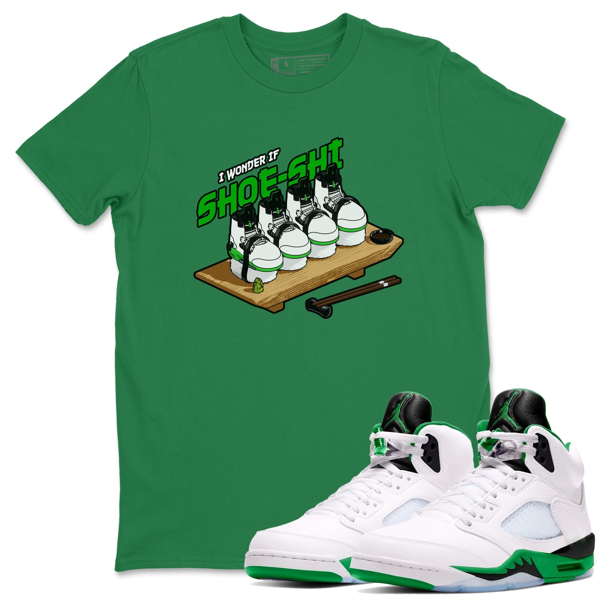 5s Lucky Green shirt to match jordans Shoe-Shi sneaker tees Air Jordan 5 Lucky Green SNRT Sneaker Release Tees Unisex Kelly Green 1 T-Shirt